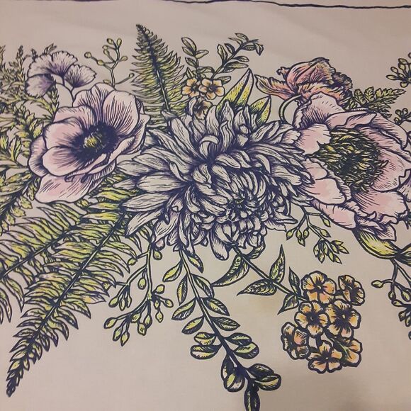 Earthbound Trading co Tablecloth/ Topper Note Floral 100% Cotton - Picture 5 of 11